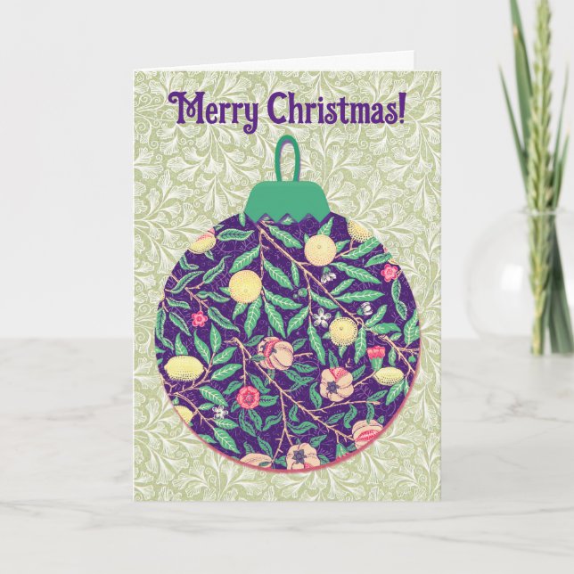 Vintage Retro Ornament Christmas Card (Front)