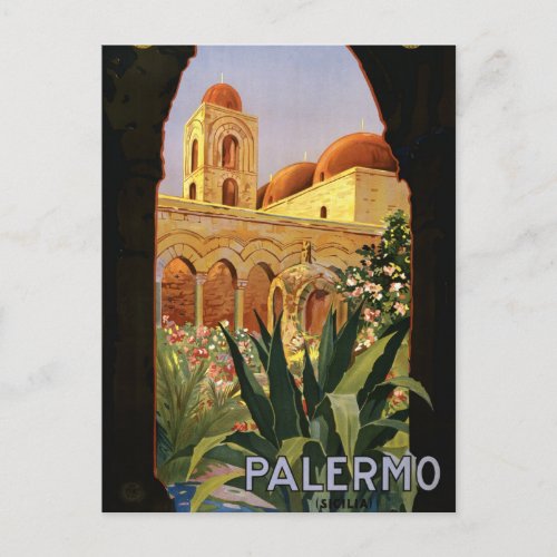 Vintage Retro Palermo Italy Travel Tourism Postcard