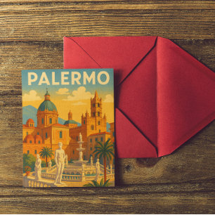 Vintage Retro Palermo Sicily Italy Postcard