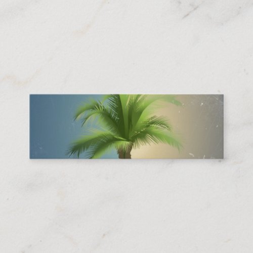 Vintage Retro Palm Tree Turquoise Blue Cream Sepia Mini Business Card