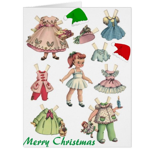 Vintage Retro Paper Doll Card and Games (Front)