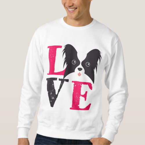 Vintage Retro Papillion Love Cute Funny Dog Lover Sweatshirt