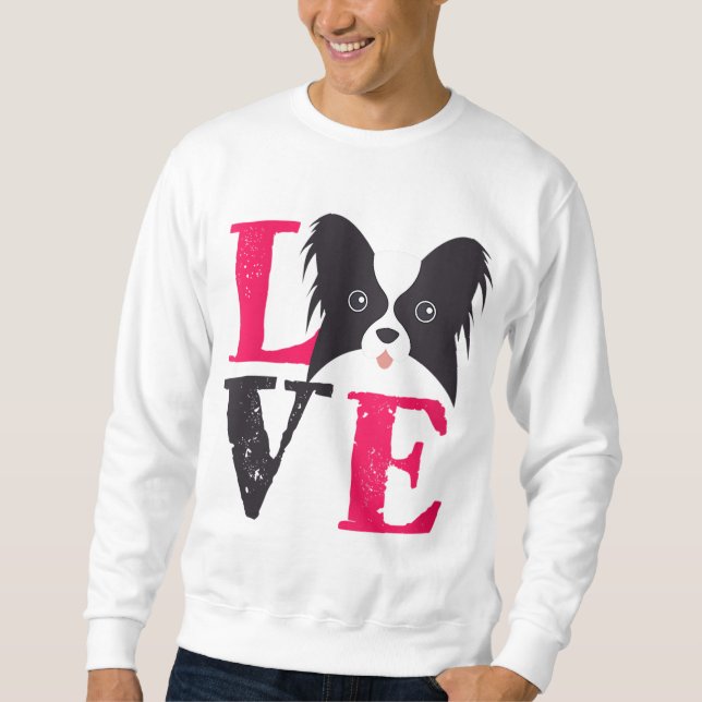 Vintage Retro Papillion Love Cute Funny Dog Lover Sweatshirt (Front)