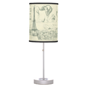 Vintage Retro Paris Circus Eiffel Tower Designer Table Lamp