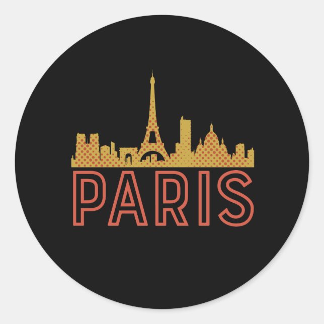 Vintage Retro Paris City France Travel Classic Round Sticker (Front)