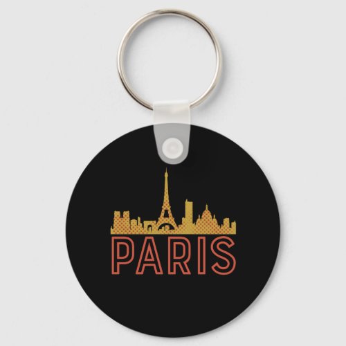 Vintage Retro Paris City France Travel Keychain