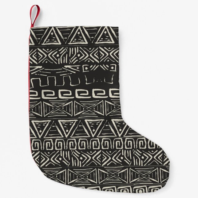 vintage retro pattern. Aztec background.  Small Christmas Stocking (Front)