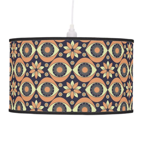 Vintage retro pattern in orange and yellow ceiling lamp