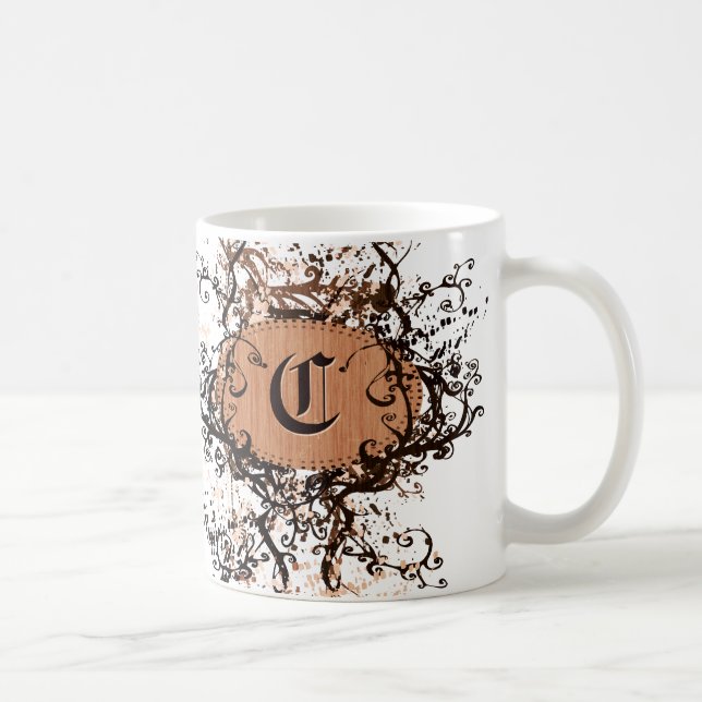 Vintage Retro Pattern Monogram C Coffee Mug (Right)