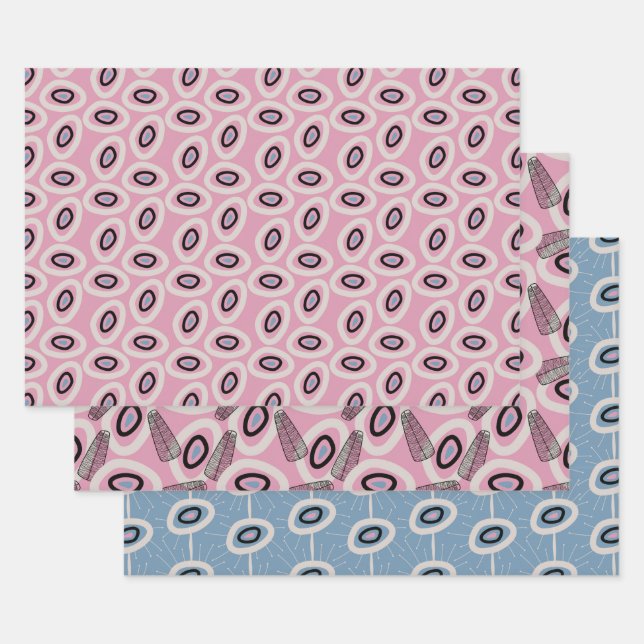 Vintage Retro Pattern Wrapping Paper Sheets (Set)