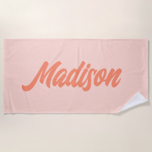 Vintage Retro Peach Pink Personalized Beach Towel