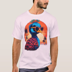 Vintage Retro Peacock T-Shirt Design: Sunset Distr