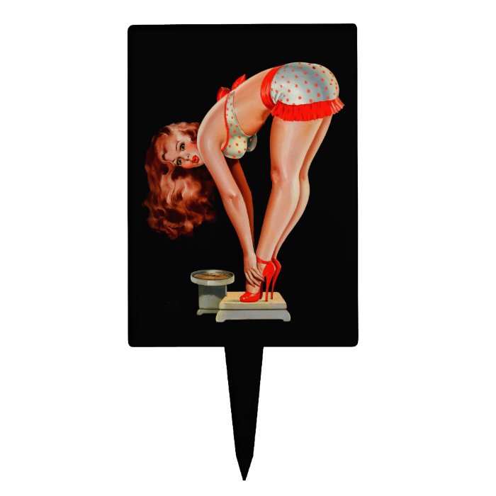 Vintage Retro Peter Driben Pinup Girl on Scale Cake Toppers