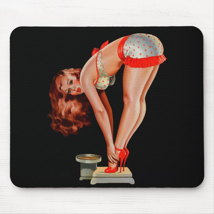 Vintage Retro Peter Driben Pinup Girl on Scale Mouse Pads