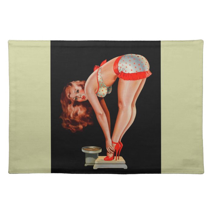Vintage Retro Peter Driben Pinup Girl on Scale Placemats