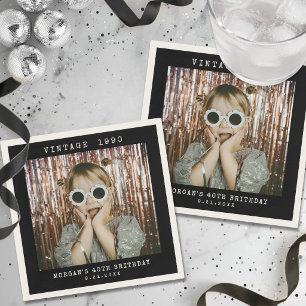 Vintage Retro Photo Birthday Party Napkins