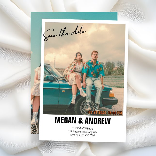 Vintage retro photo wedding save the date (Creator Uploaded)