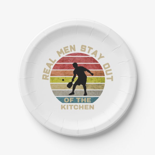 Vintage Retro Pickleball Funny Paper Plates (Front)