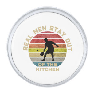 Vintage Retro Pickleball Funny Silver Finish Lapel Pin