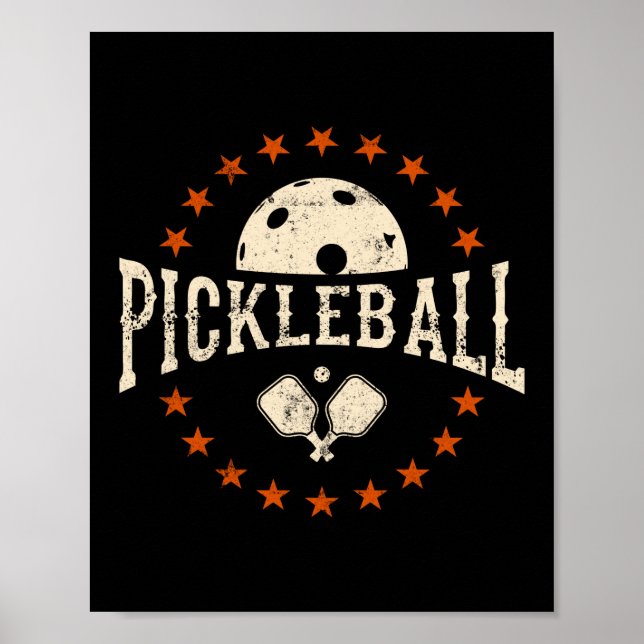 Vintage Retro Pickleball Poster (Front)