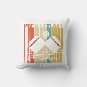 Vintage Retro Pickleball Throw Pillow
