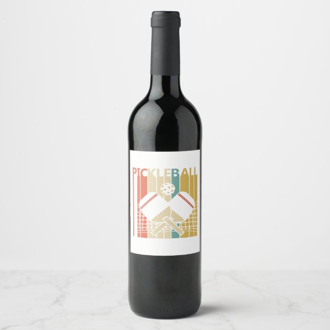 Vintage Retro Pickleball  Wine Label (Front)
