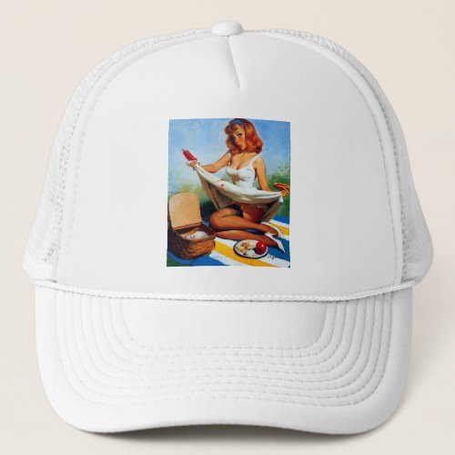 Vintage Retro Picnic Pin Up Girl Trucker Hat