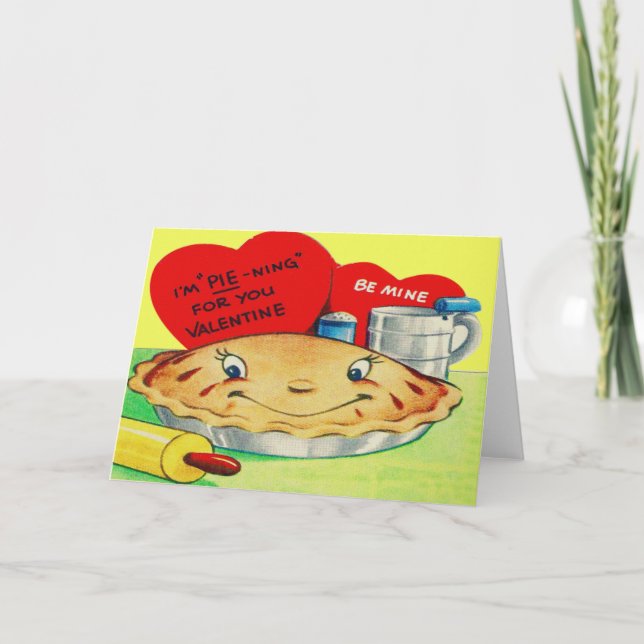 Vintage Retro Pie Valentine Holiday Card (Front)