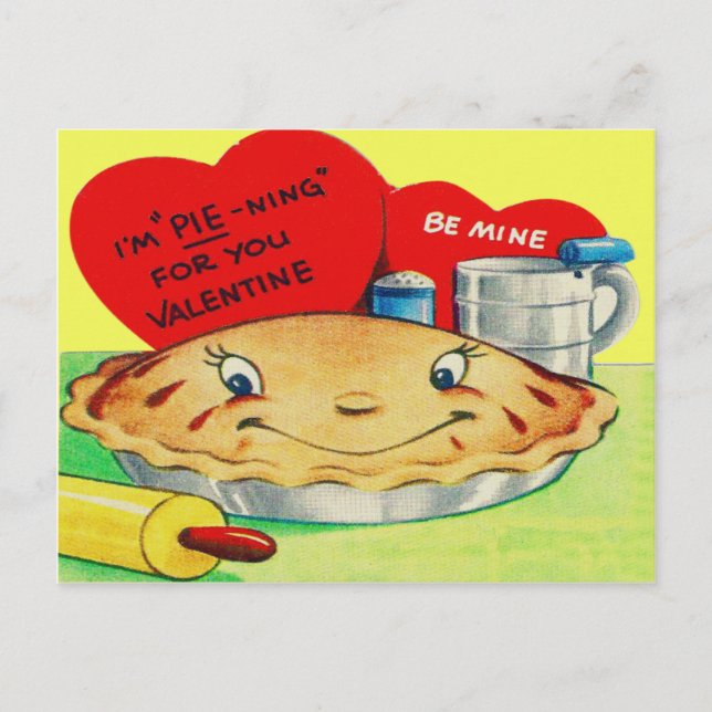 Vintage Retro Pie Valentine Holiday Postcard (Front)