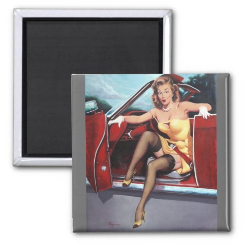 Vintage Retro Pin Up Girl Magnet