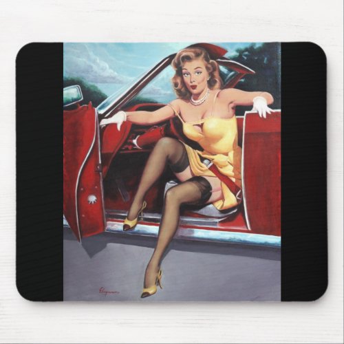 Vintage Retro Pin Up Girl Mouse Pad