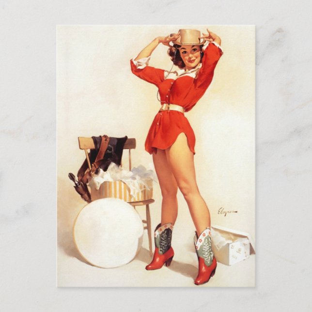 Vintage Retro Pin Up Girl Postcard (Front)