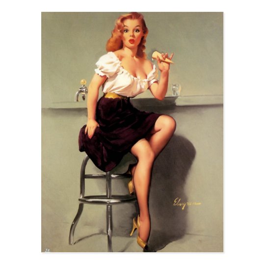 Vintage Retro Pin Up Girl Postcard