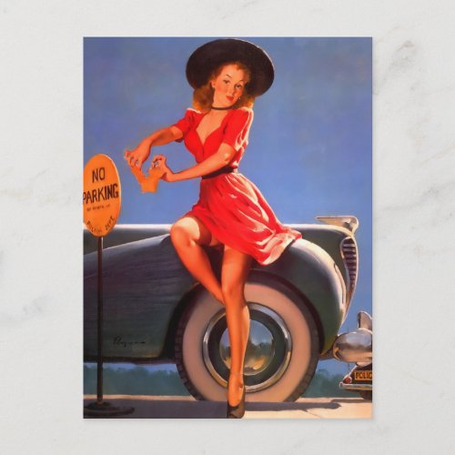 Vintage Retro Pin Up Girl Postcard