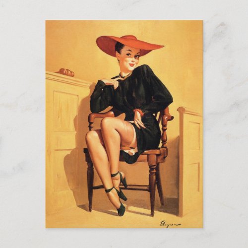 Vintage Retro Pin Up Girl Postcard