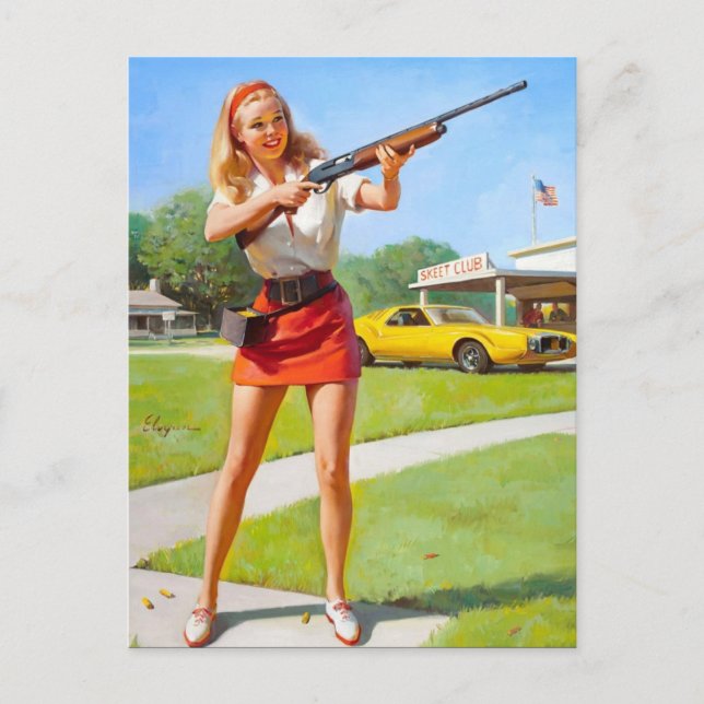 Vintage Retro Pin Up Girl Postcard (Front)