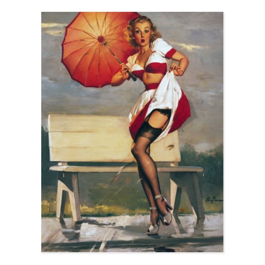 Vintage Retro Pin Up Girl Postcard