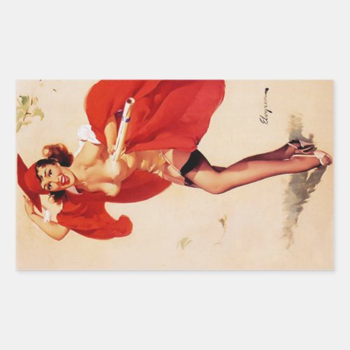 Vintage Retro Pin Up Girl Rectangular Sticker