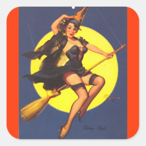Vintage Retro Pin Up Girl Square Sticker