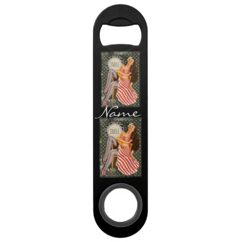 Vintage Retro Pin_up Illustration Thunder_Cove Bar Key