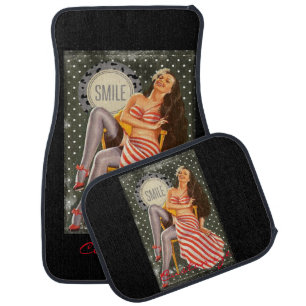 Vintage Retro Pin-up Illustration Thunder_Cove Car Floor Mat