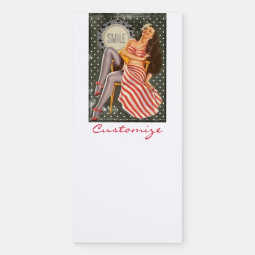 Vintage Retro Pin_up Illustration Thunder_Cove Magnetic Notepad