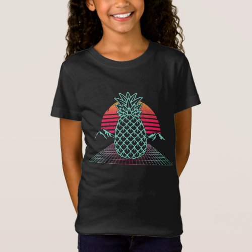 Vintage Retro Pineapple Fruit Sunset Funny 70s 80s T_Shirt