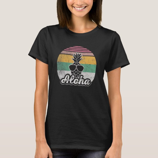 Vintage Retro Pineapple Hawaiian Aloha Sunglasses  T-Shirt (Front)
