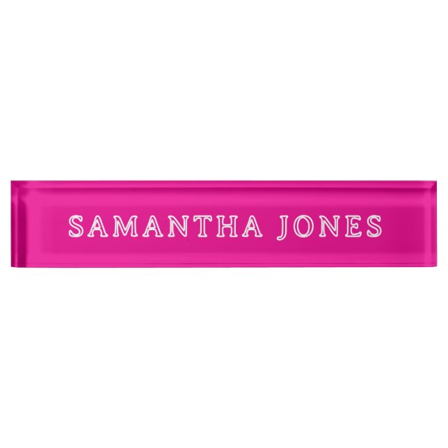 Vintage Retro Pink Desk Nameplate (Front)