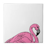 Vintage Retro Pink Flamingo Bird On White Tile at Zazzle