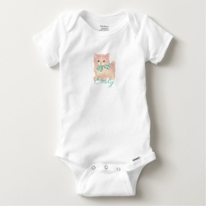 Vintage/Retro Pink Kitten Personnalised Baby Onesie