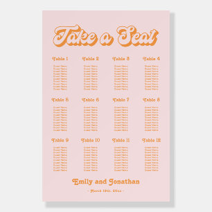 Vintage Retro Pink Orange Wedding Seating Chart Foam Board