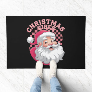 Vintage Retro Pink Santa Christmas Doormat