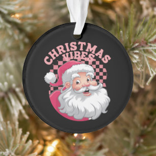 Vintage Retro Pink Santa Christmas Ornament